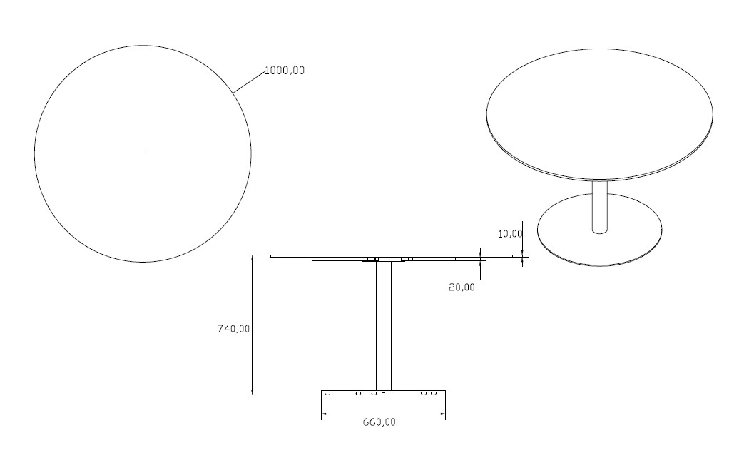 Mesa Compacto Fenolico Ø100 - Pie Tapies Xl Ø66