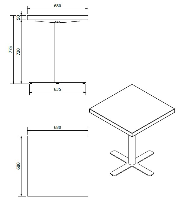 Mesa Durolight Cemento 68x68 Pie Goya Blanco 1x