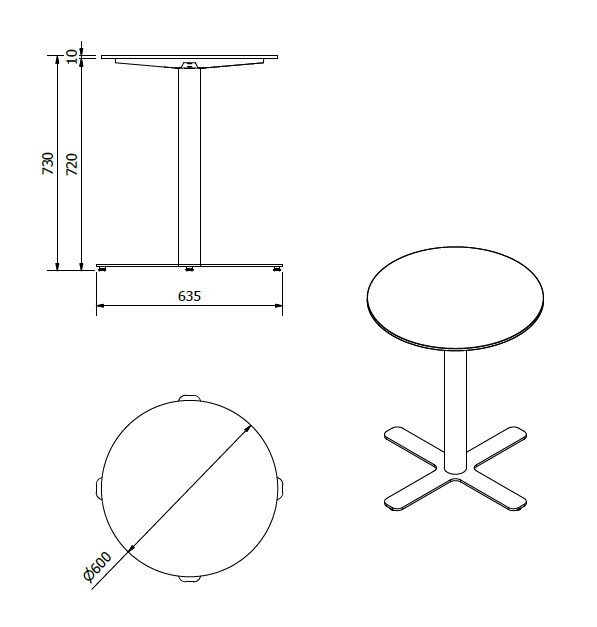 Mesa Compacto Fenolico Ø60 Blanco - Pie Goya Blanco 1x