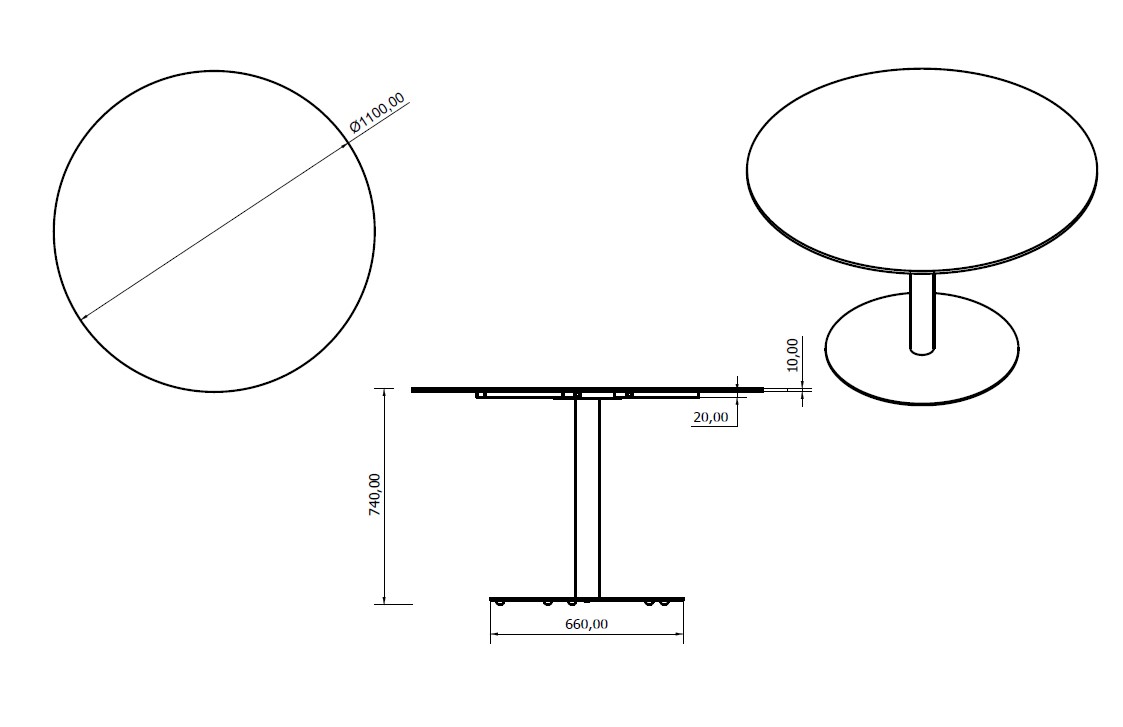 Mesa Compacto Fenolico Ø110 - Pie Tapies Xl Ø66