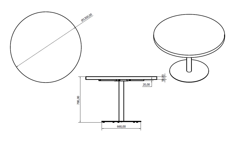 Mesa Durolight Ø120 - Pie Tapies Xl Ø66