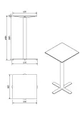 Mesa Compacto Fenolico 60x60 Pie Goya Alto