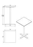 Mesa Compacto Fenolico 70x70 Blanco - Pie Goya Alto Blanc 1x