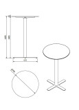 Mesa Compacto Fenolico Ø70 Pie Goya Alto