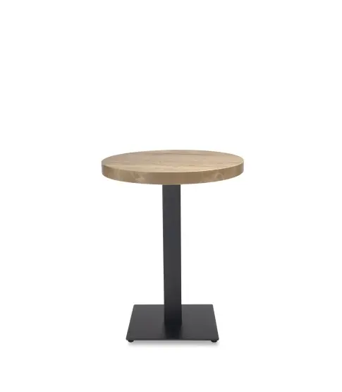 Mesa Durolight® Ø60 Roble Natural Pie Tapies Negro 40x40 1x