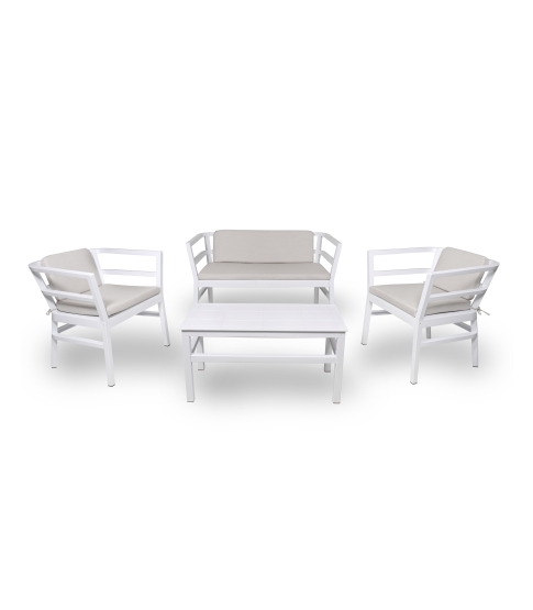 Set Click-Clack Blanco (1sofa+2butacas+Mesa+3co.Hazelnut)