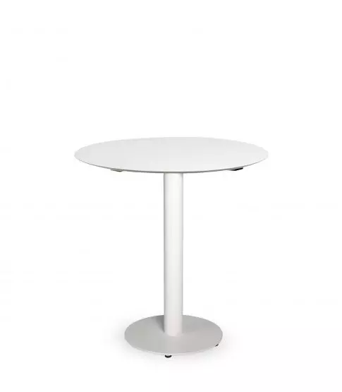 Mesa Compacto Fenolico Ø80 Blanca - Pie Tapies Ø40 Blanco 1x