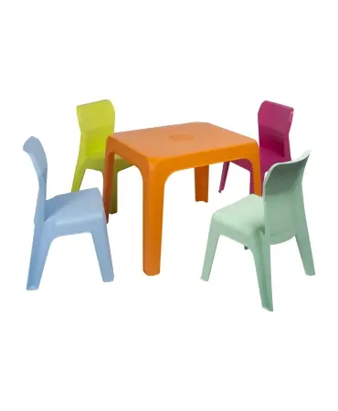 Set Jan 3(Mesa Naranja+4 Silla Fucsia/Aquamint/Lima/Azul)